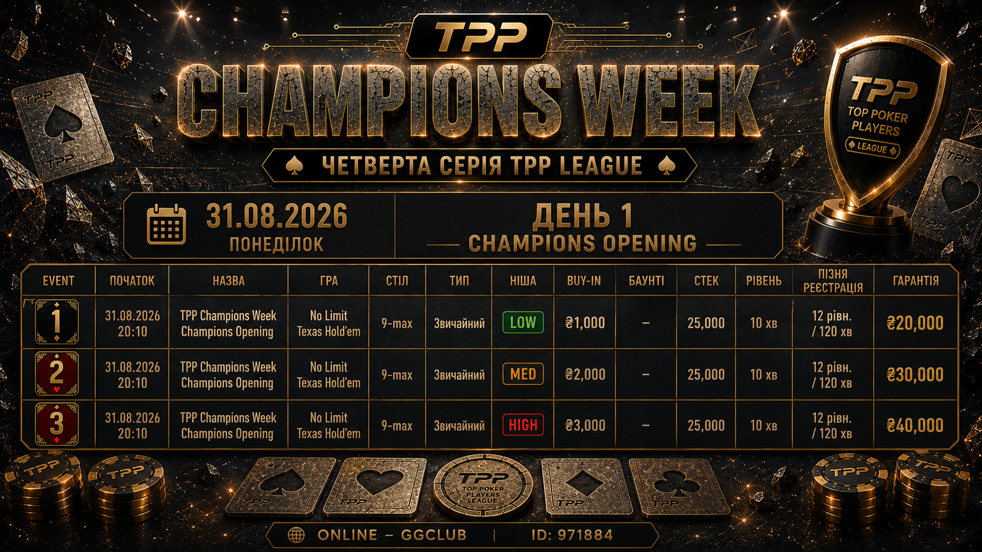 TPP CHAMPIONS WEEK СТАРТУЄ СЬОГОДНІ — DAY 1: CHAMPIONS OPENING